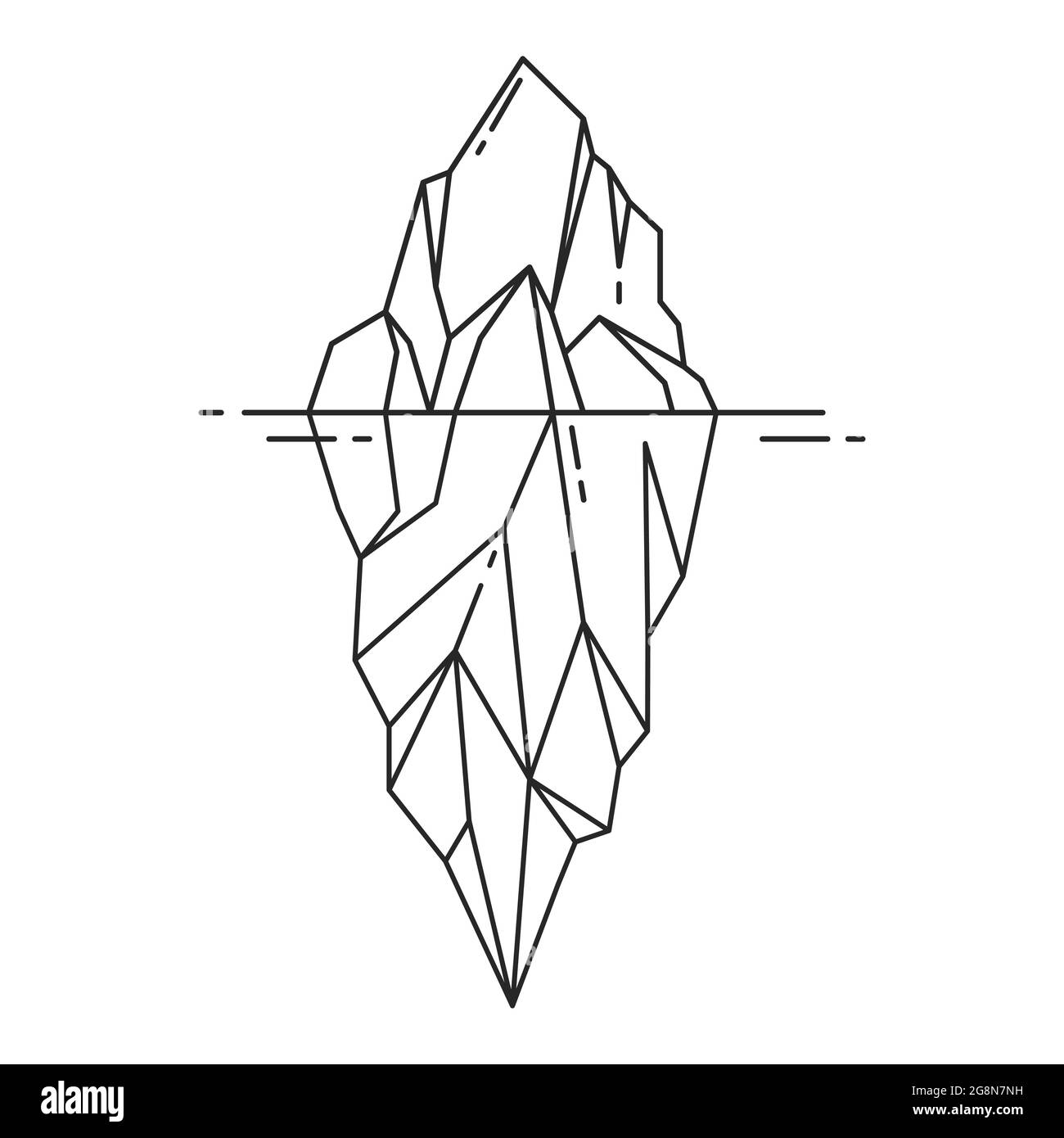 Eisberg-Symbol im Umriss-Stil. Vektorgrafik auf weißem Hintergrund. Stock Vektor