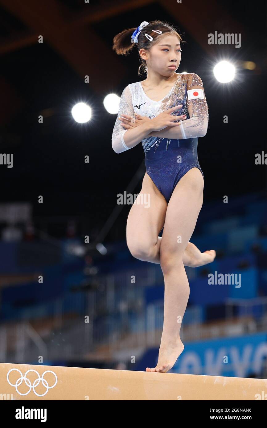 Tokio, Japan. Juli 2021. Ashikawa Urara aus Japan nimmt am 22. Juli 2021 an einer Trainingseinheit des Kunstturnens in Tokio, Japan, Teil. Quelle: Zheng Huansong/Xinhua/Alamy Live News Stockfoto