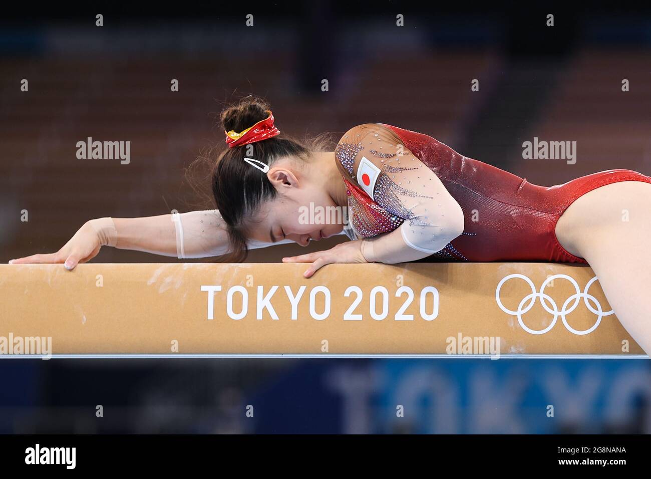 Tokio, Japan. Juli 2021. Sugihara Aiko aus Japan nimmt am 22. Juli 2021 an einer Trainingseinheit für Kunstturnen in Tokio, Japan, Teil. Quelle: Zheng Huansong/Xinhua/Alamy Live News Stockfoto