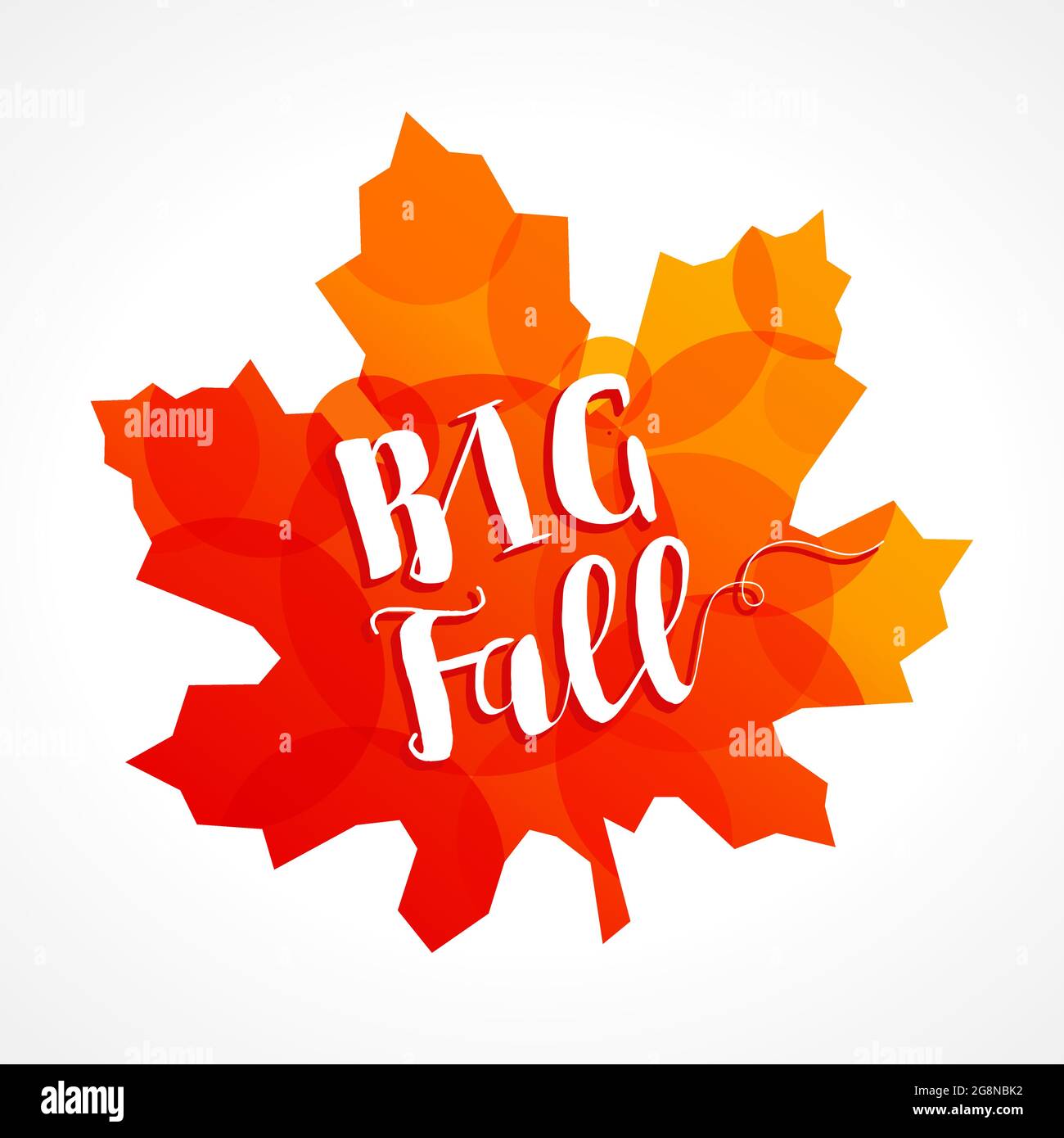 Herbst Sale kreative Ahornblatt. Saisonales Werbeplakat, rotes Farbbanner. Werbevorlage für Herbstsaison. Isoliertes Grafikdesign. 3D-Aufkleber. Stock Vektor