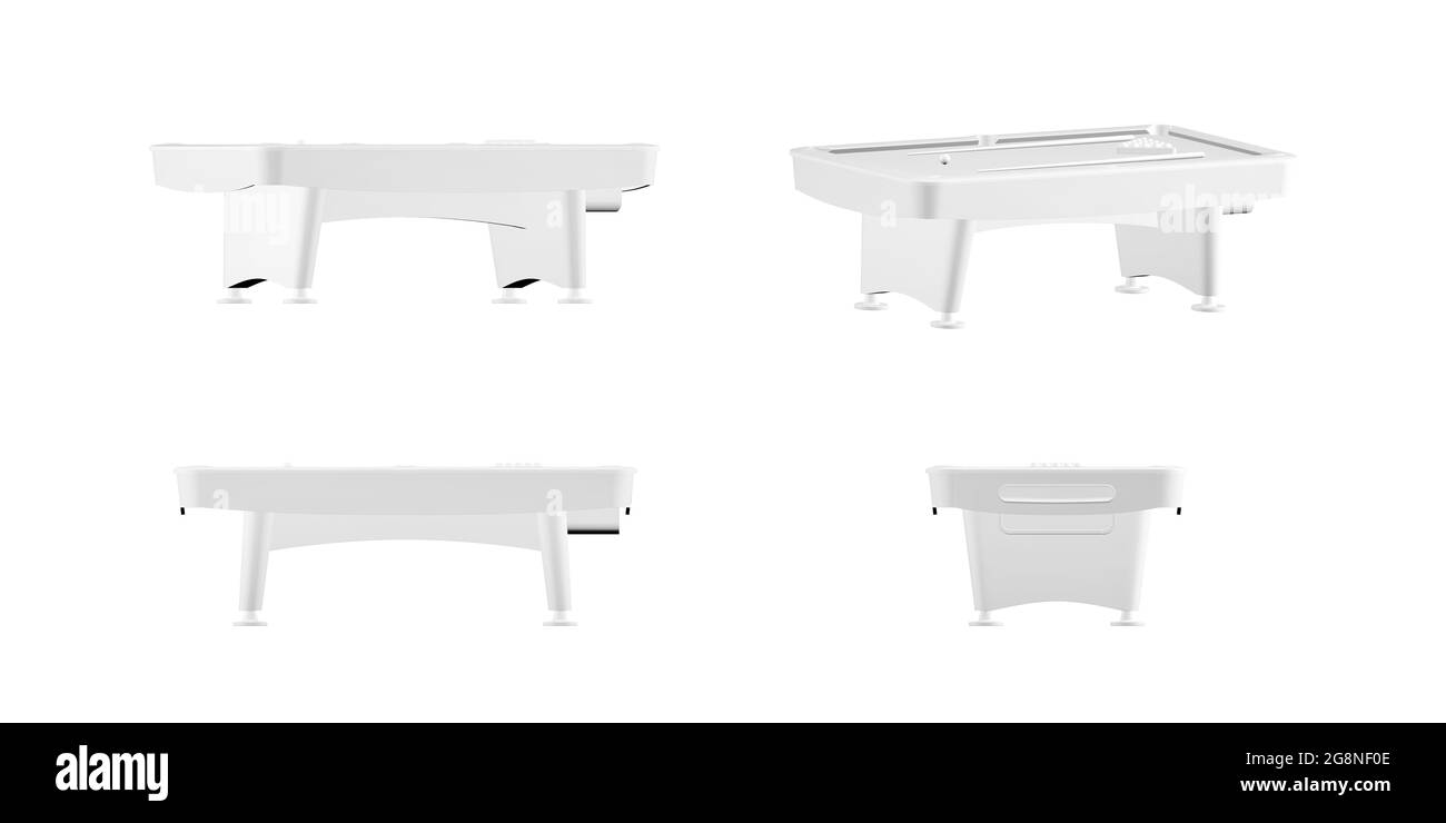 Billardtisch-Mockup isoliert auf weißem Hintergrund - 3d-Rendering Stockfoto