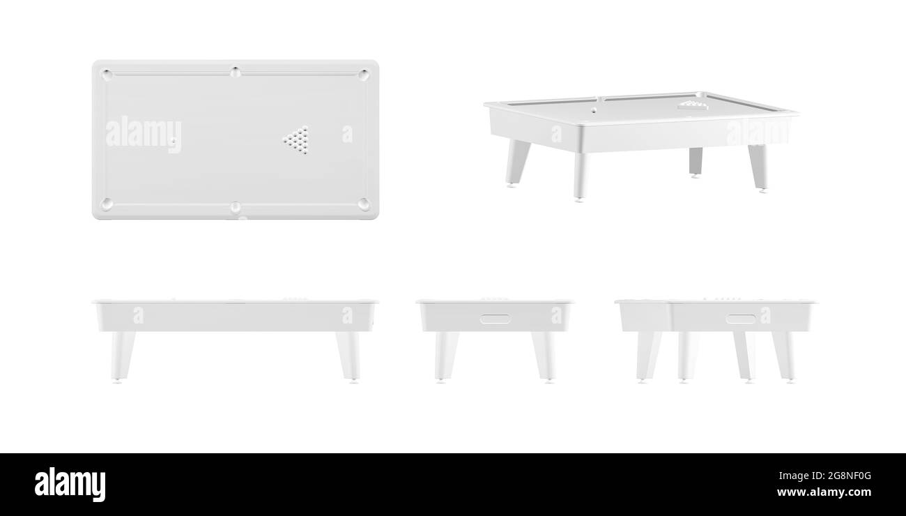 Billardtisch-Mockup isoliert auf weißem Hintergrund - 3d-Rendering Stockfoto