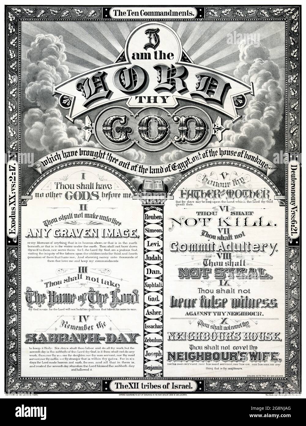 I am the Lord thy God von John W. van Leeuwen (Termine unbekannt) restauriertes Vintage-Poster, das 1876 in den USA veröffentlicht wurde. Stockfoto