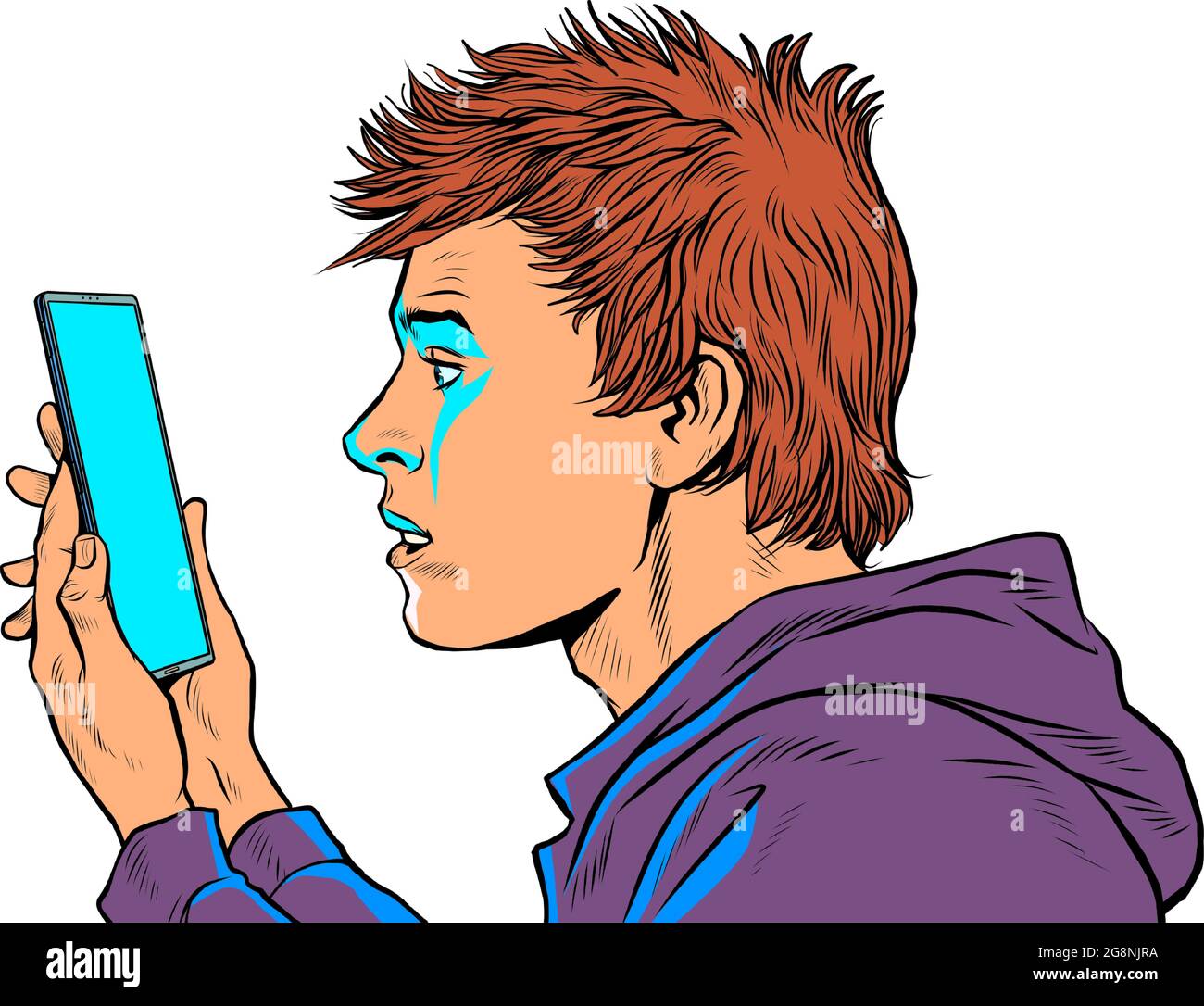 Ein Teenager Und Ein Smartphone Internet Und Apps Stock Vektorgrafik Alamy