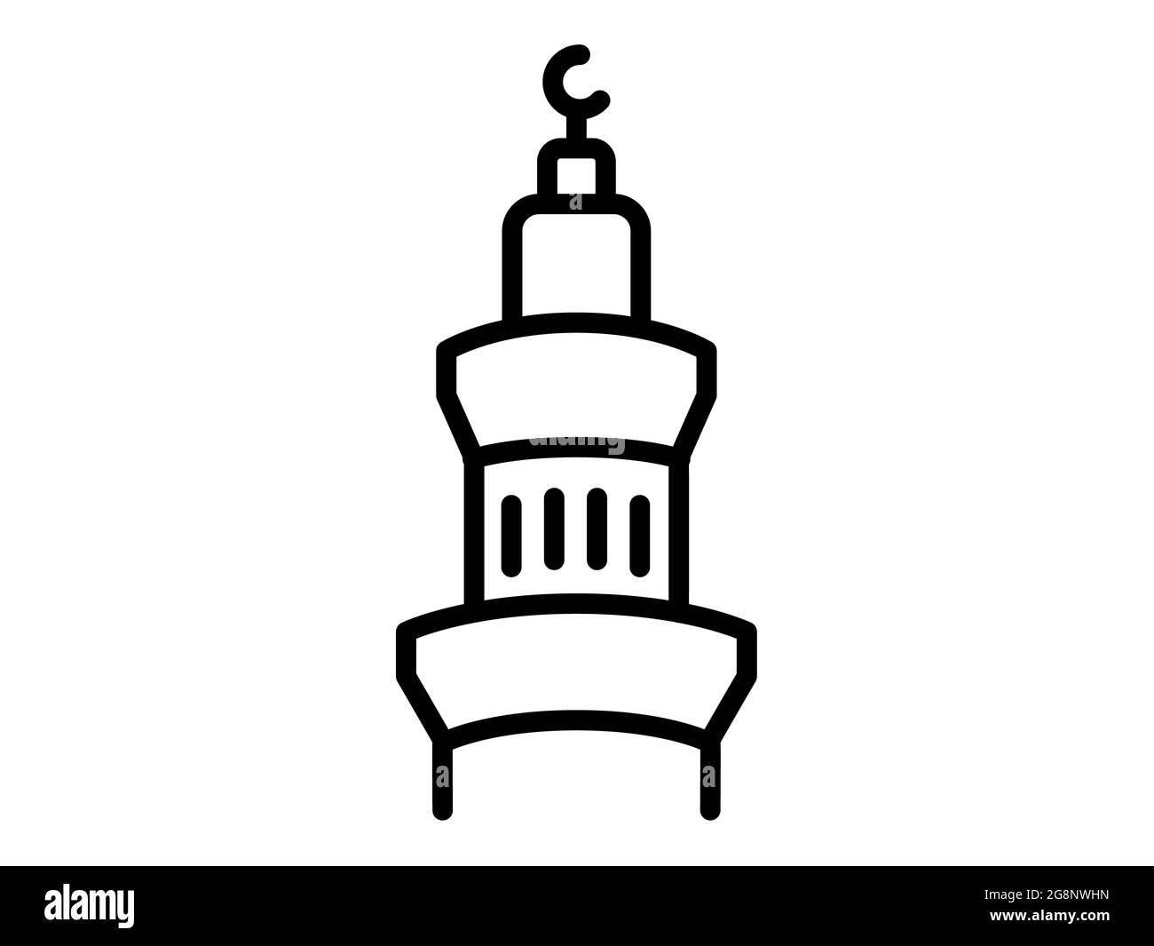 islamisches Turmgebäude, einzelne isolierte Ikone mit Vektordarstellung im Umriss-Stil Stockfoto