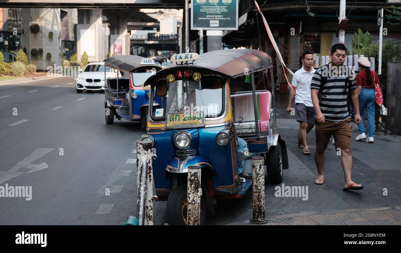 Tuk Tuk Taxi Transport Handel und Wirtschaft Bangkok Thailand Stockfoto