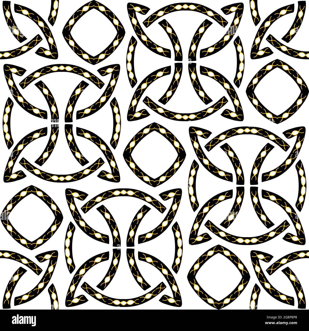 Nahtloses Vektor-Muster mit keltischen Knoten-Symbol auf weißem Hintergrund. Tapete mit Stammesmuster. Dekorative religiöse Mode Textil. Stock Vektor