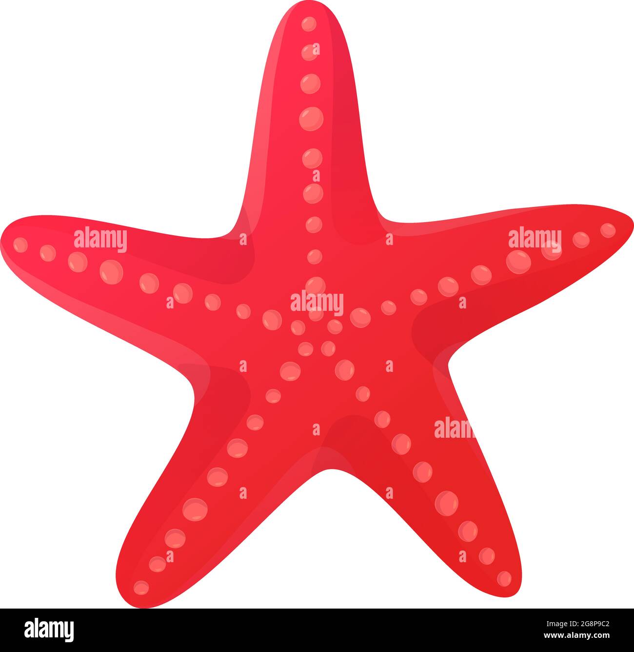 Rote Seesterne Muschel. Strandclipart, Ocean Star Element Konzept. Stock Vektorgrafik isoliert auf weißem Hintergrund in flachen Cartoon-Stil Stock Vektor