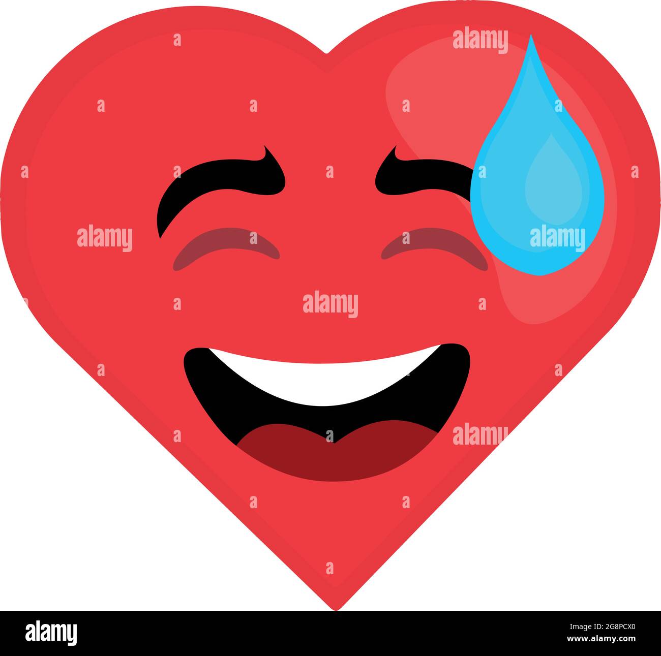 Vektordarstellung eines Zeichentrickfilm-Emoticons in Form eines Herzens mit einem peinlichen Ausdruck und einem Tropfen auf dem Kopf Stock Vektor