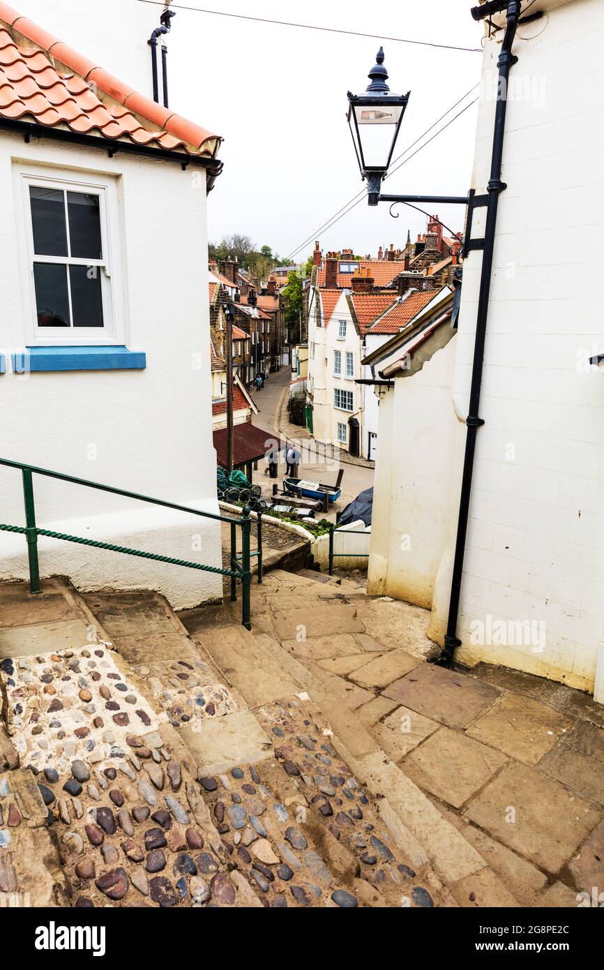 Robin Hoods Bay, Yorkshire, Großbritannien, England, Robin Hoods Bay Yorkshire, Robin Hoods Bay Großbritannien, Dorf, Dörfer, Yorkshire, Küste, Küste, Küste, Strand, Stockfoto