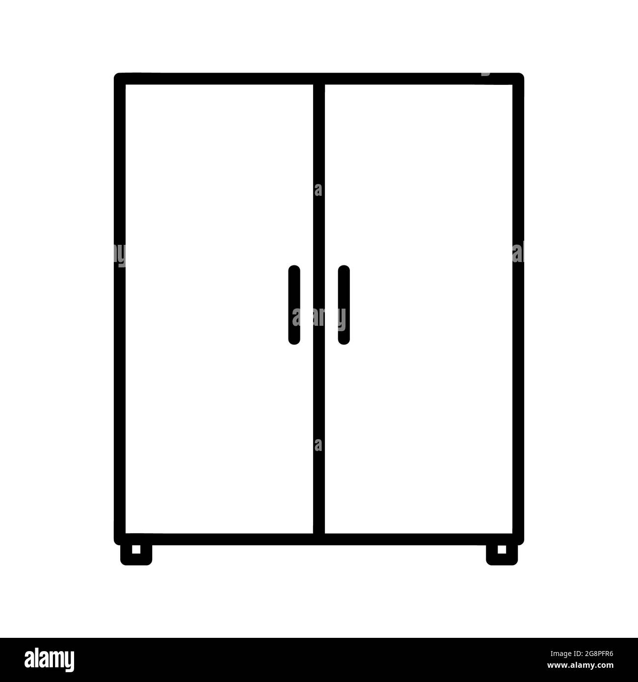 Symbol für flache Schränke. Schrank-Piktogramm für Web. Linienhub. Isoliert auf weißem Hintergrund. Gliederungsvektor eps10 Stockfotografie