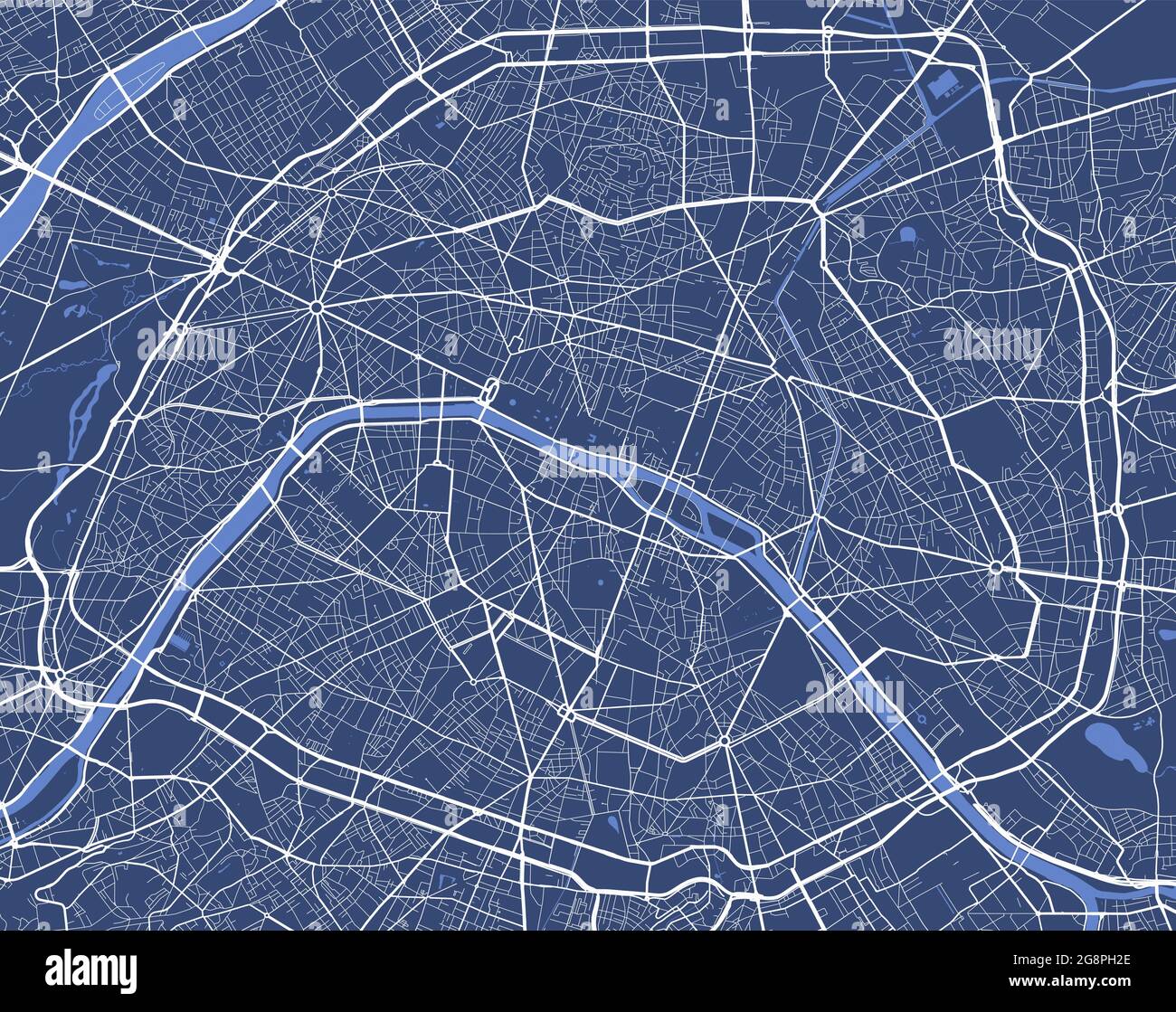 Detailliertes Kartenplakat des Verwaltungsgebiets der Stadt Paris. Stadtbild-Panorama. Dekorative Grafik Touristenkarte von Paris Gebiet. Lizenzfreie Vektorgrafik Stock Vektor