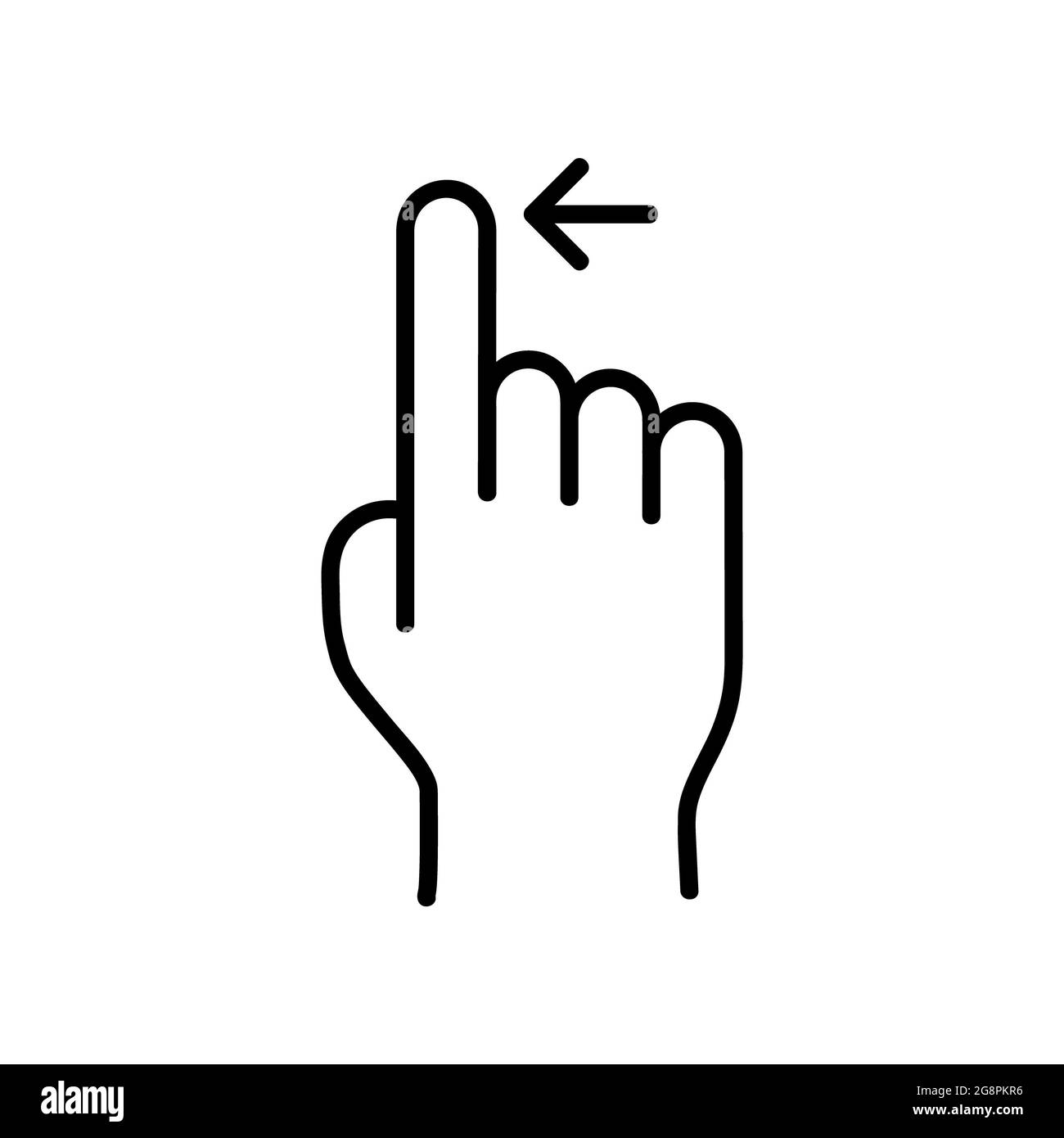 Wischen und scrollen Sie durch das flache Symbol. Piktogramm für Web. Linienhub. Isoliert auf weißem Hintergrund. Gliederungsvektor eps10 Stockfoto