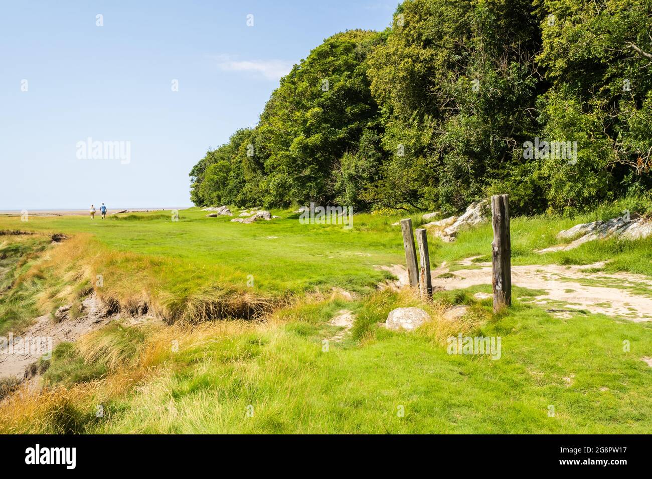 Der Coastal Way erstreckt sich über 137 Meilen, von Merseyside nach Cumbria. Die Küste von Lancashire besteht aus einer Vielzahl von Landschaften, der Kalksteinlandschaft Stockfoto