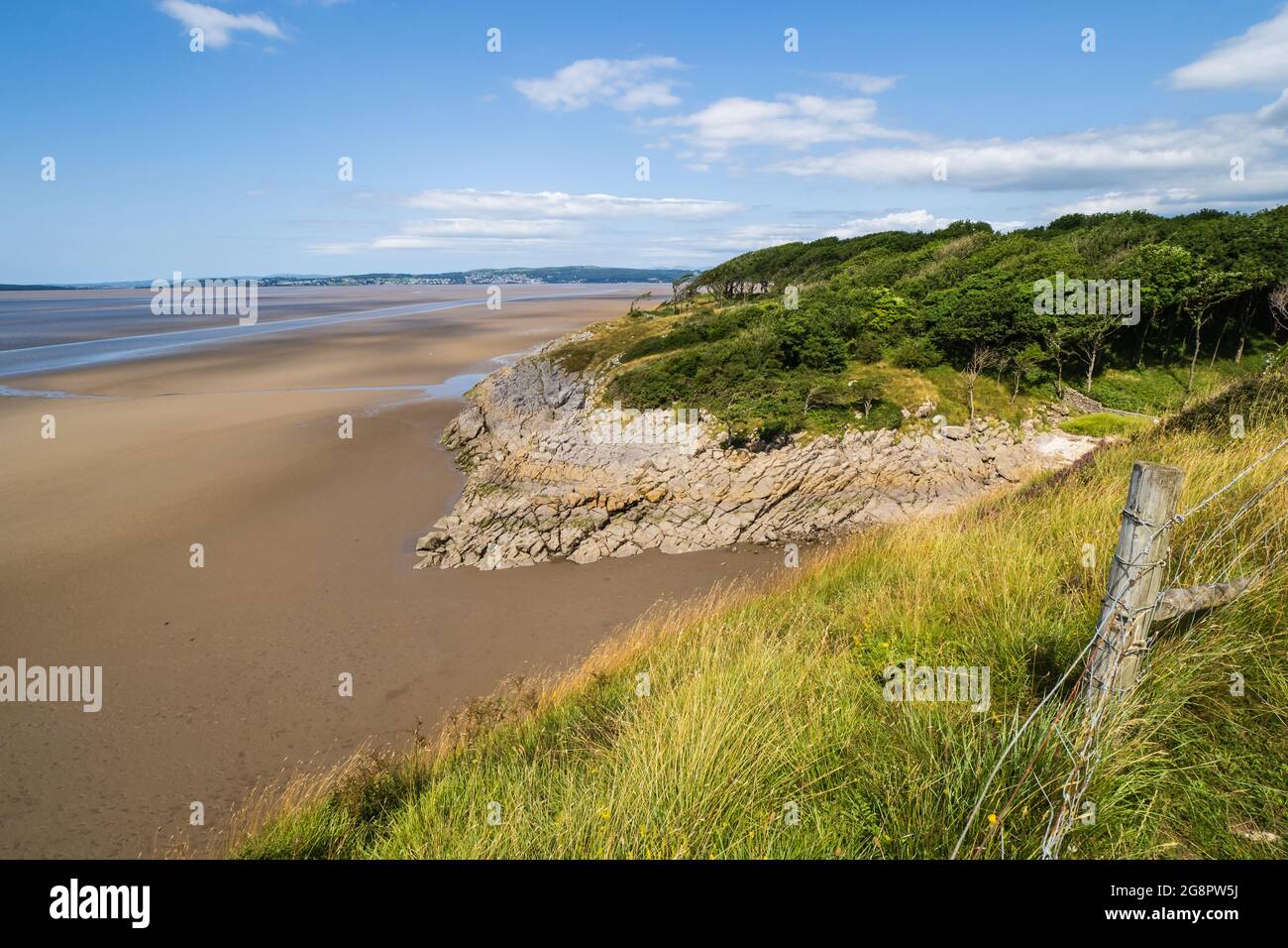 Der Coastal Way erstreckt sich über 137 Meilen, von Merseyside nach Cumbria. Die Küste von Lancashire besteht aus einer Vielzahl von Landschaften, der Kalksteinlandschaft Stockfoto