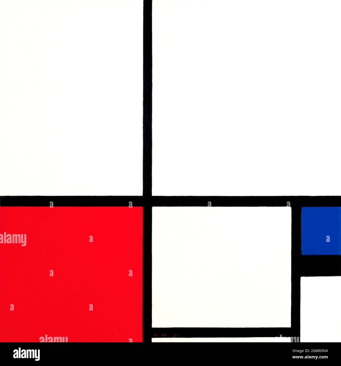 Mondrian. Gemälde mit dem Titel „Komposition in Farben / Komposition Nr. I with Red and Blue“ von Piet Mondrian (Mondriaan) (1872-1944), Öl auf Leinwand, 1931 Stockfoto