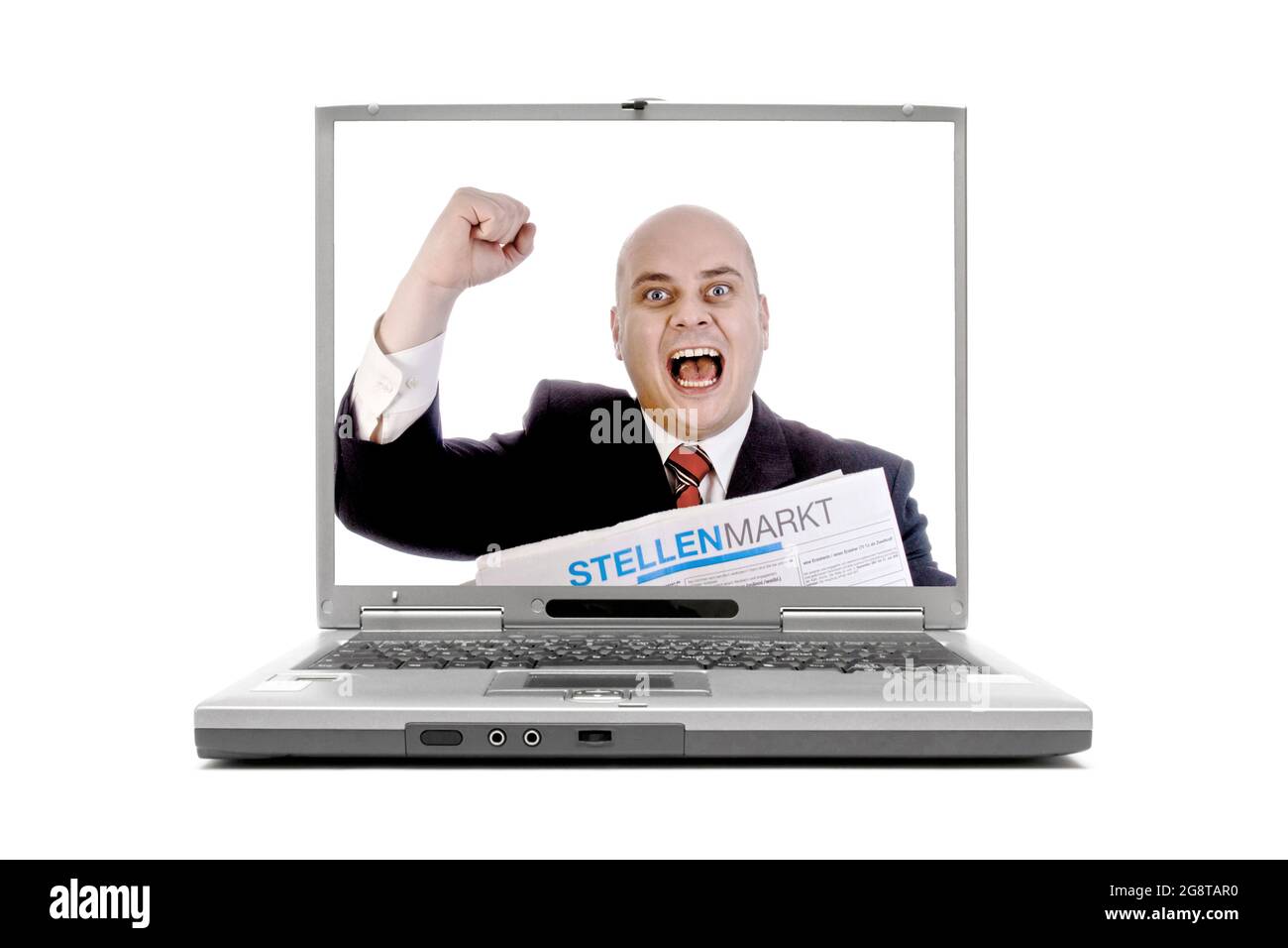 Bild „Lesen von Stellenanzeigen“ auf dem Display eines Laptops, einer Online-Bewerbung Stockfoto