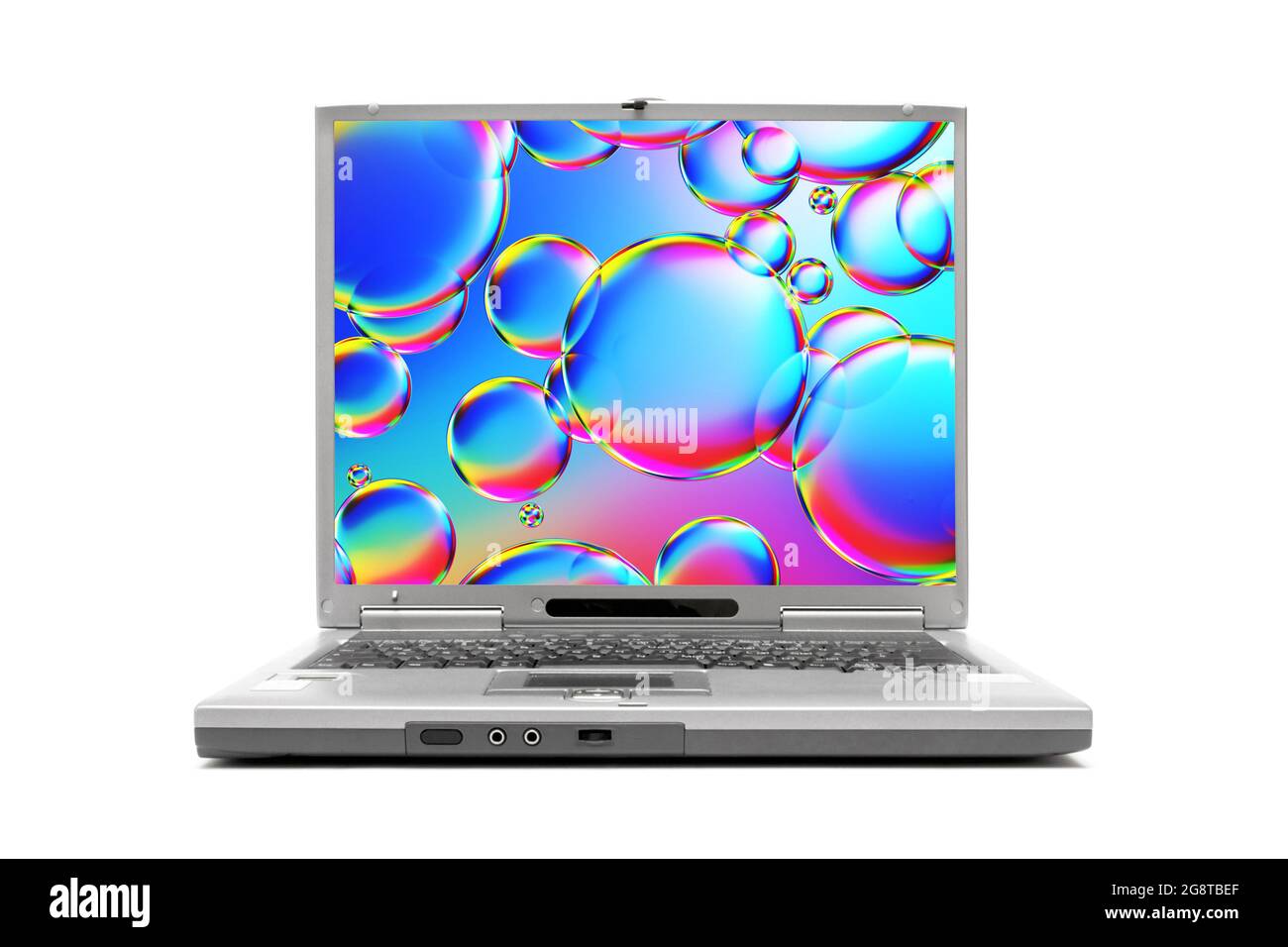 Bild „Seifenblasen“ auf dem Display eines Laptops Stockfoto