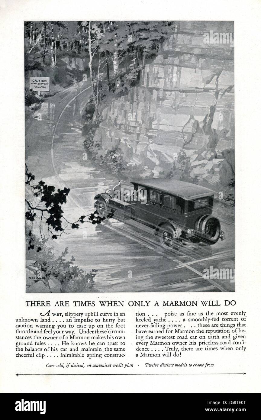 1926 Marmon Car-Werbung Stockfoto