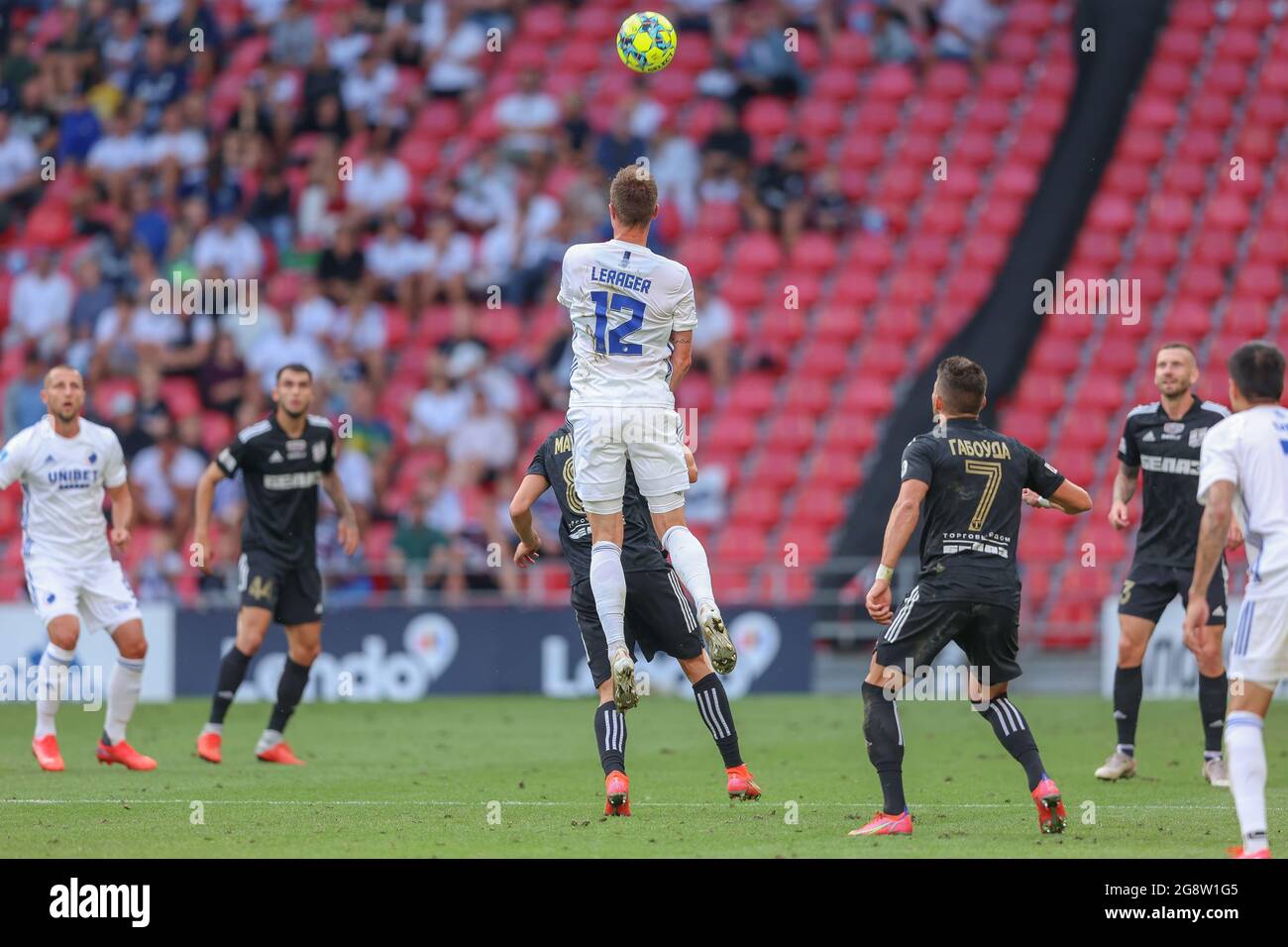 Kopenhagen, Dänemark. Juli 2021. Lukas Lerager (12) vom FC Kopenhagen beim Qualifikationsspiel der UEFA Europa Conference League zwischen dem FC Kopenhagen und Torpedo Zhodino im Kopenhagener Park. (Foto: Gonzales Photo/Alamy Live News Stockfoto