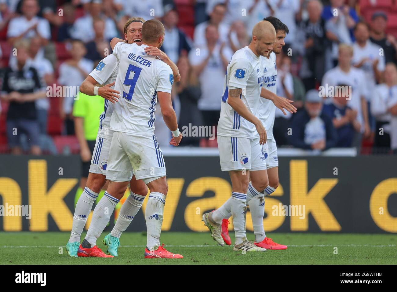 Kopenhagen, Dänemark. Juli 2021. Kamil Wilczek (9) vom FC Kopenhagen erzielt beim Qualifikationsspiel der UEFA Europa Conference League zwischen dem FC Kopenhagen und Torpedo Zhodino im Kopenhagener Park 3-0 Punkte. (Foto: Gonzales Photo/Alamy Live News Stockfoto