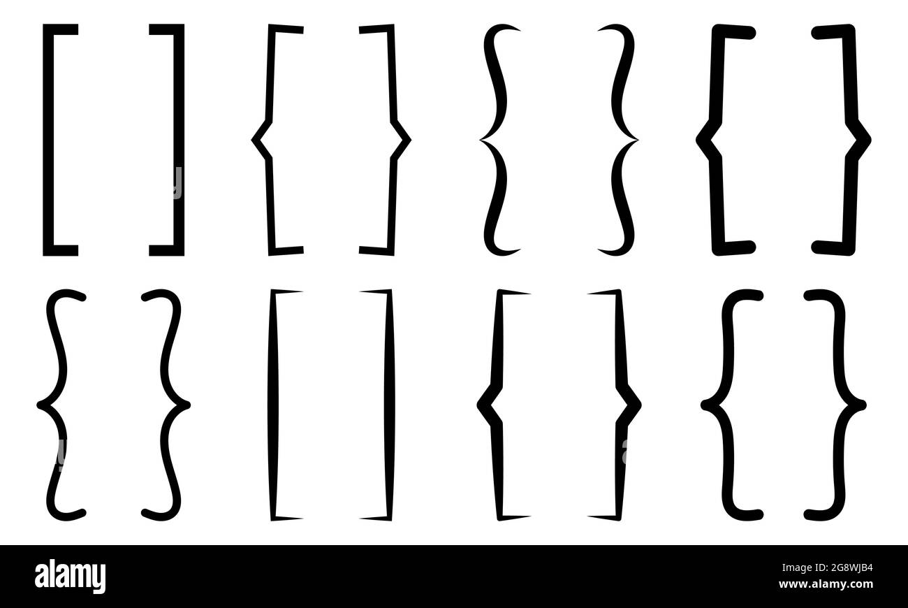 Satz von TextKlammerSymbol. Vector Black Kollektion auf weißem