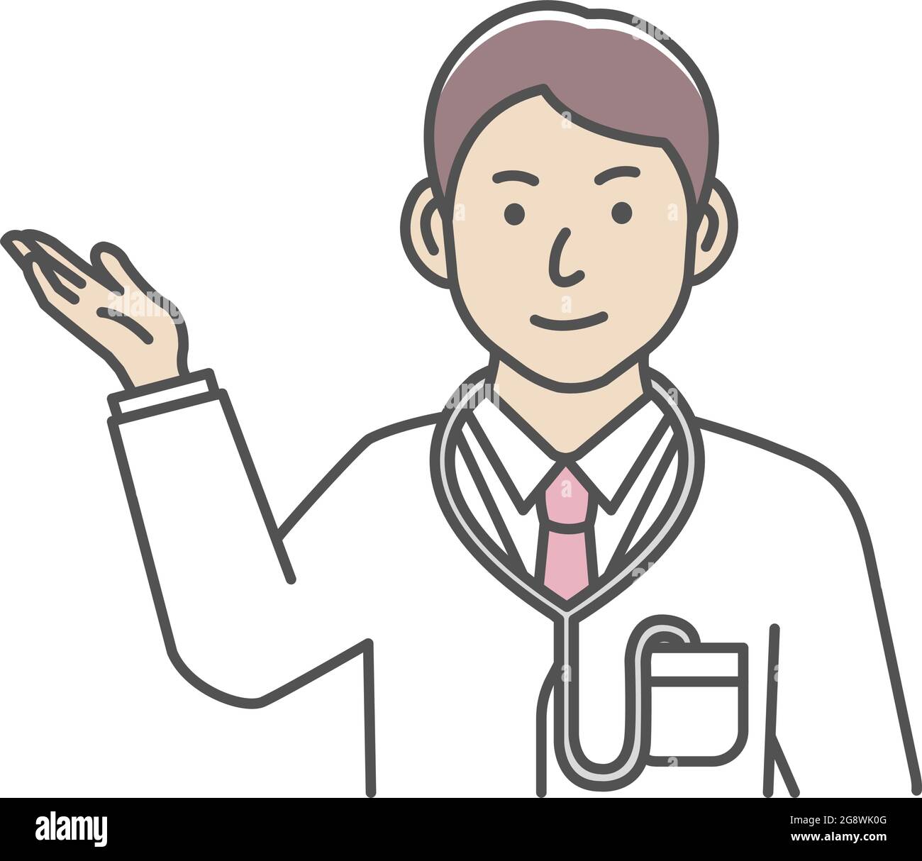 Junge männliche Arzt Geste Variation Illustration | navigieren, empfehlen Stock Vektor