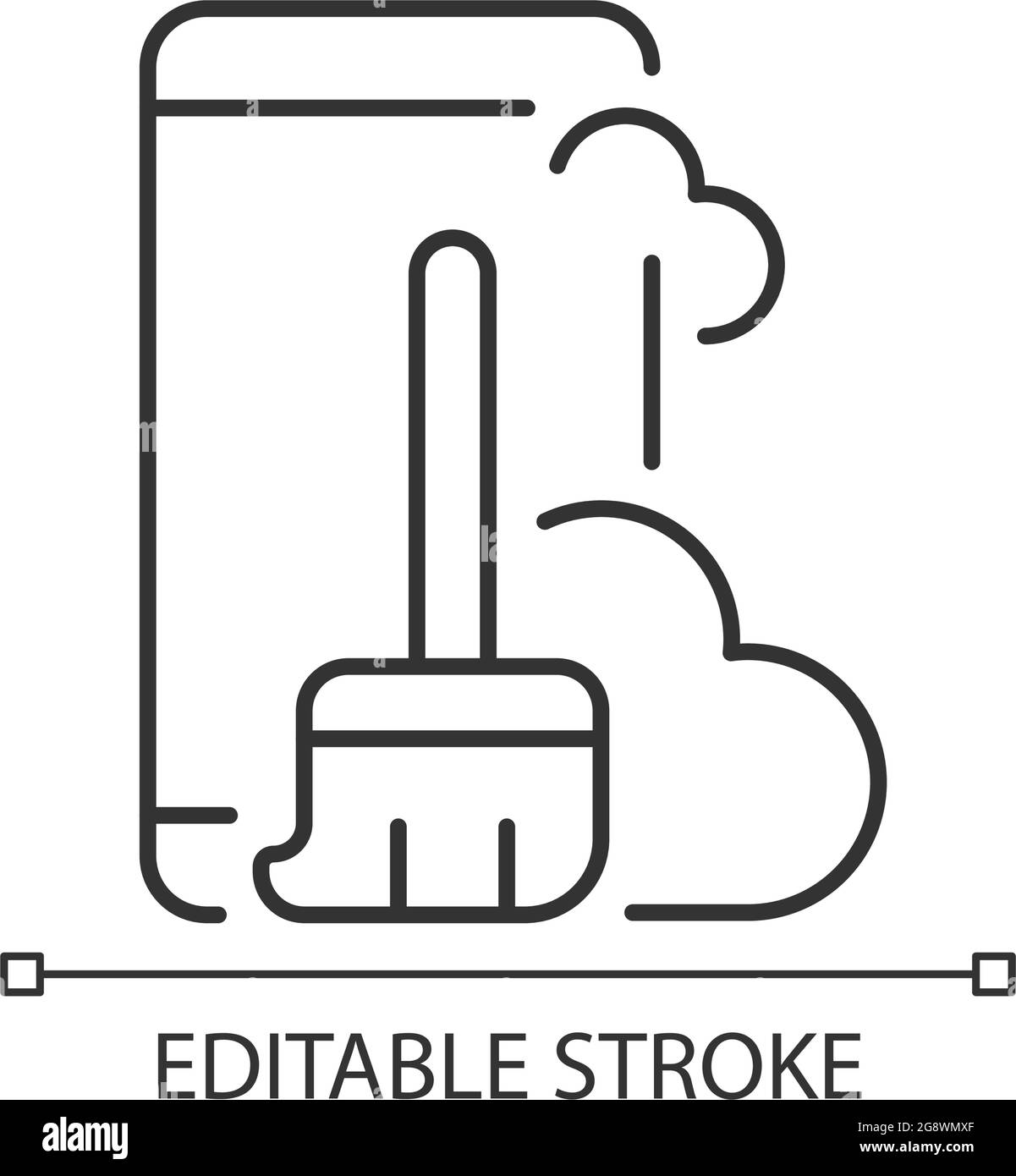 Staub und Schmutz im Linearsymbol des Telefons. Stock Vektor
