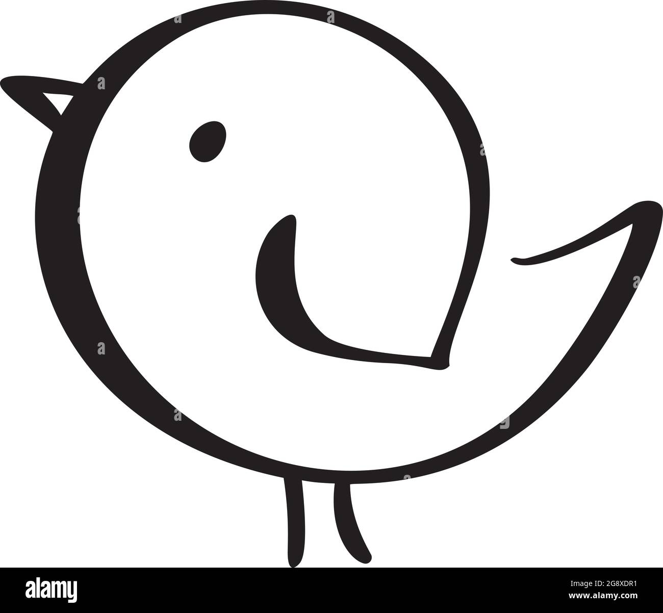Kontinuierliche eine Linie Zeichnung Küken Vogel Logo. Schwarz-Weiß-Vektorgrafik. Konzept für Logo, Kartenbanner, Poster Flyer Stock Vektor
