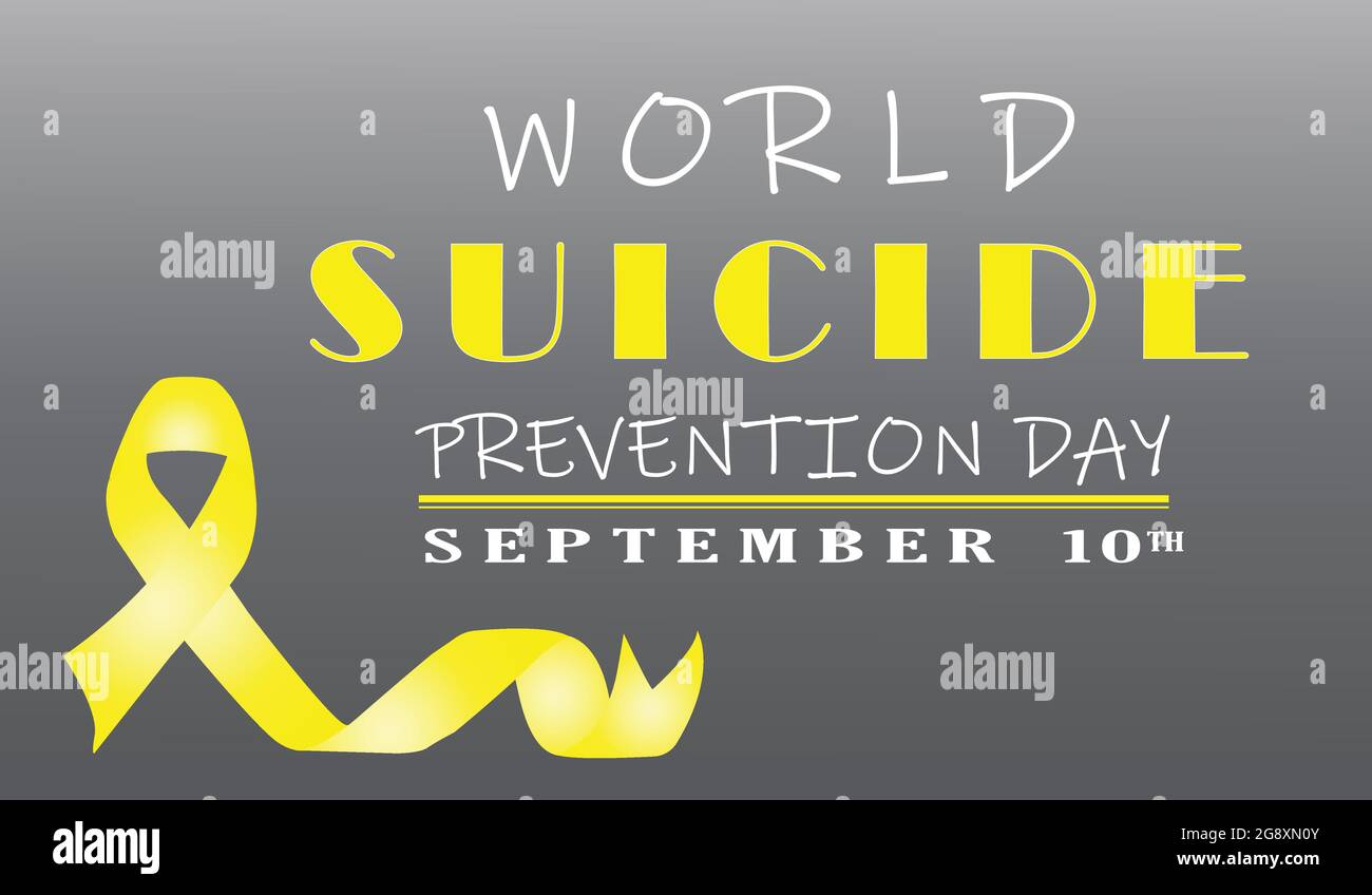 Banner zum Welttag der Suizidprävention, 10. September mit gelbem Band Stock Vektor