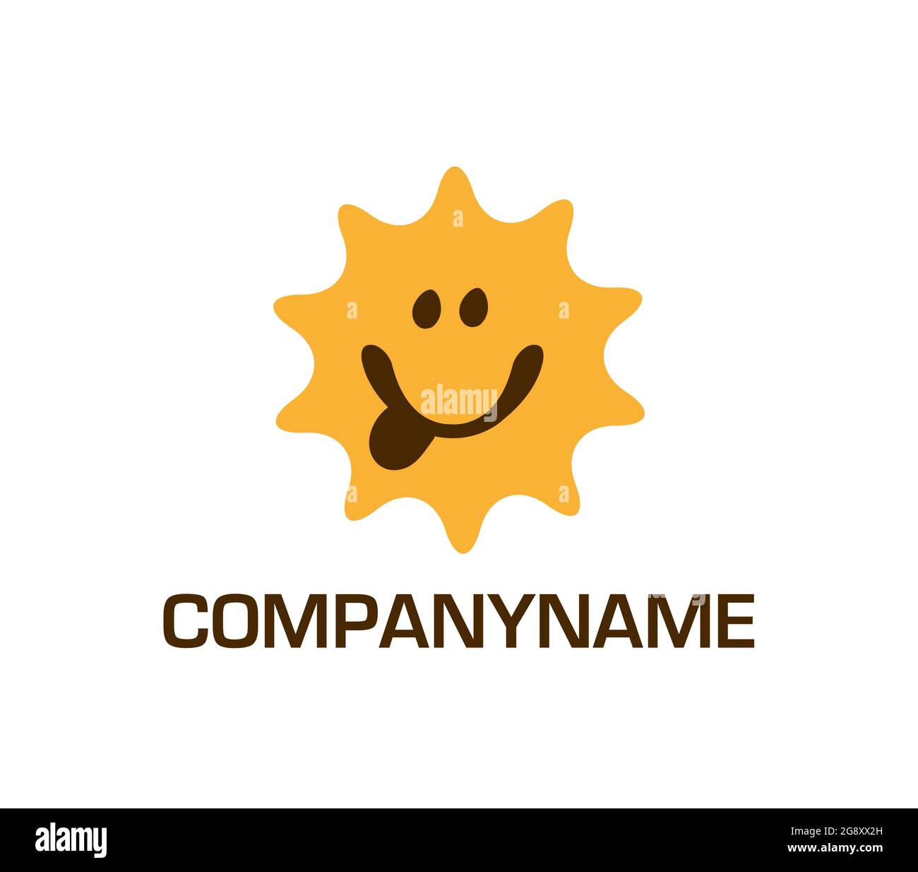 Lächelnde Sonne. Lecken mit Geschmack. Bereit-Logo Stock Vektor