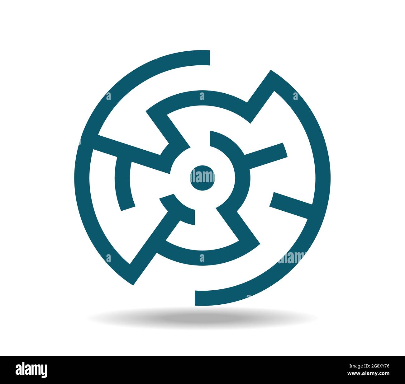 Rundes graues Labyrinth. Logo in Form des Labyrinths Stock Vektor