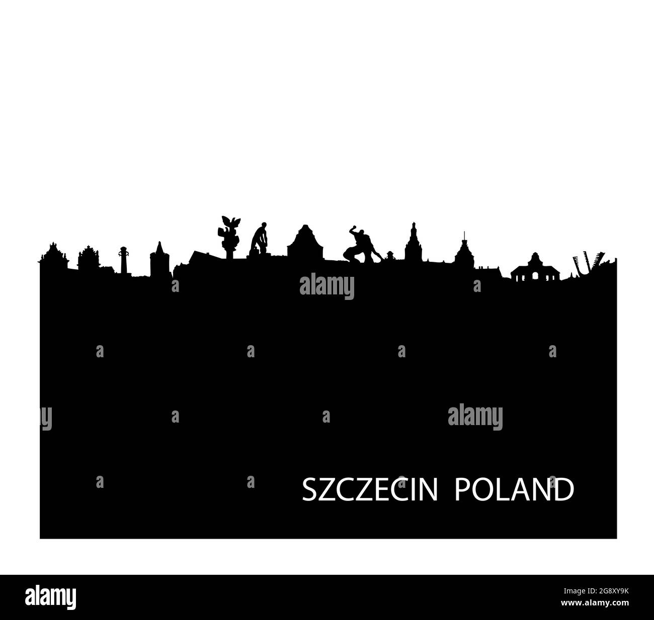 Silhouette von Szczecin, Stadt in Polen Stock Vektor