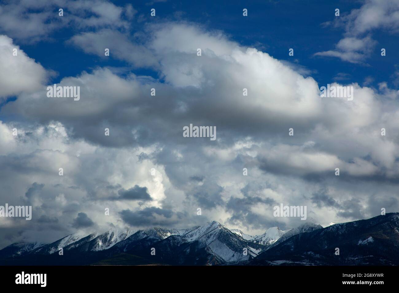 Wolken über der Absaroka Range, Fort Parker Interpretive Site, Park County, Montana Stockfoto