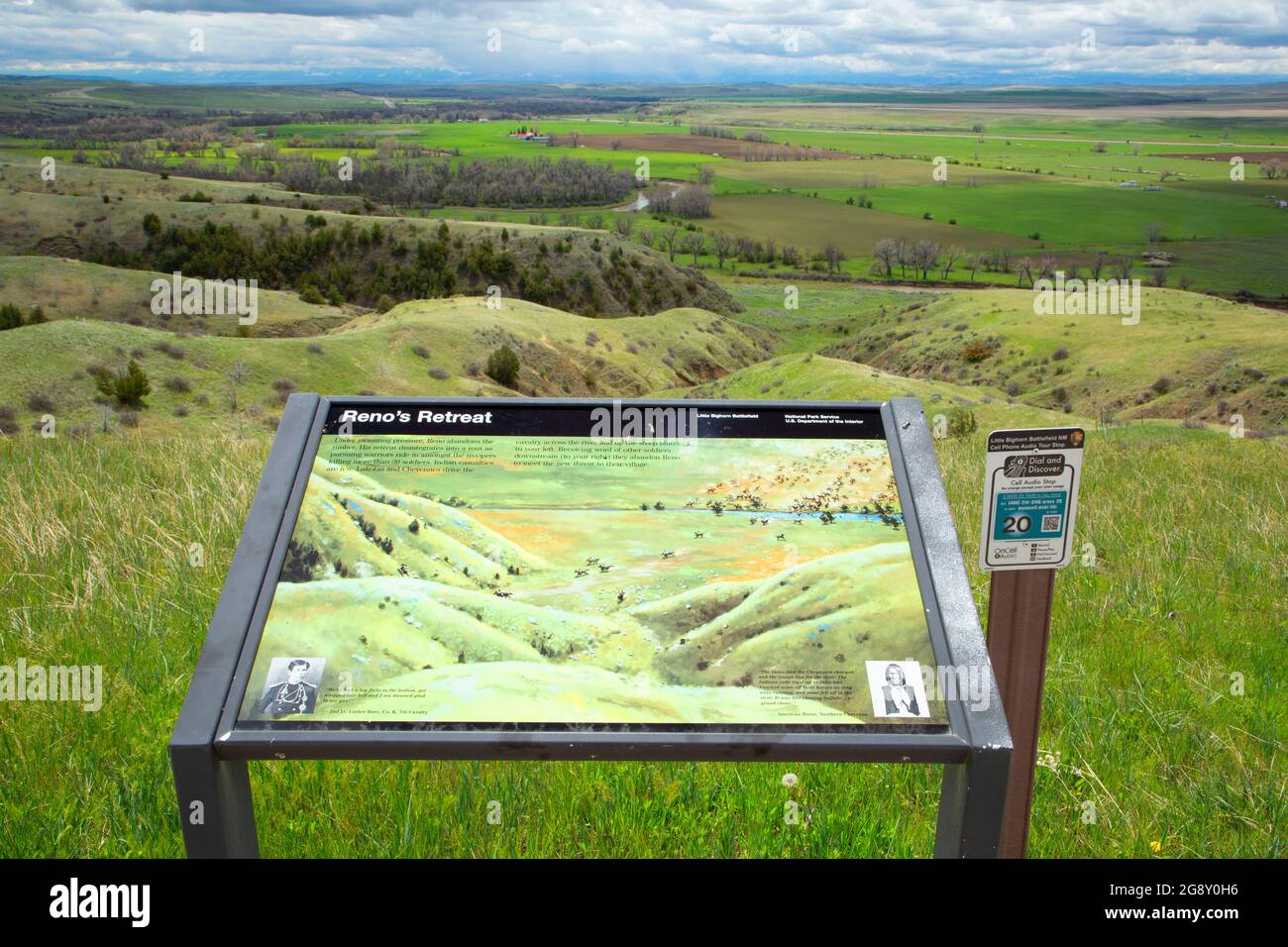 Angaben zu Befundung, Little Bighorn Battlefield National Monument, Montana Stockfoto