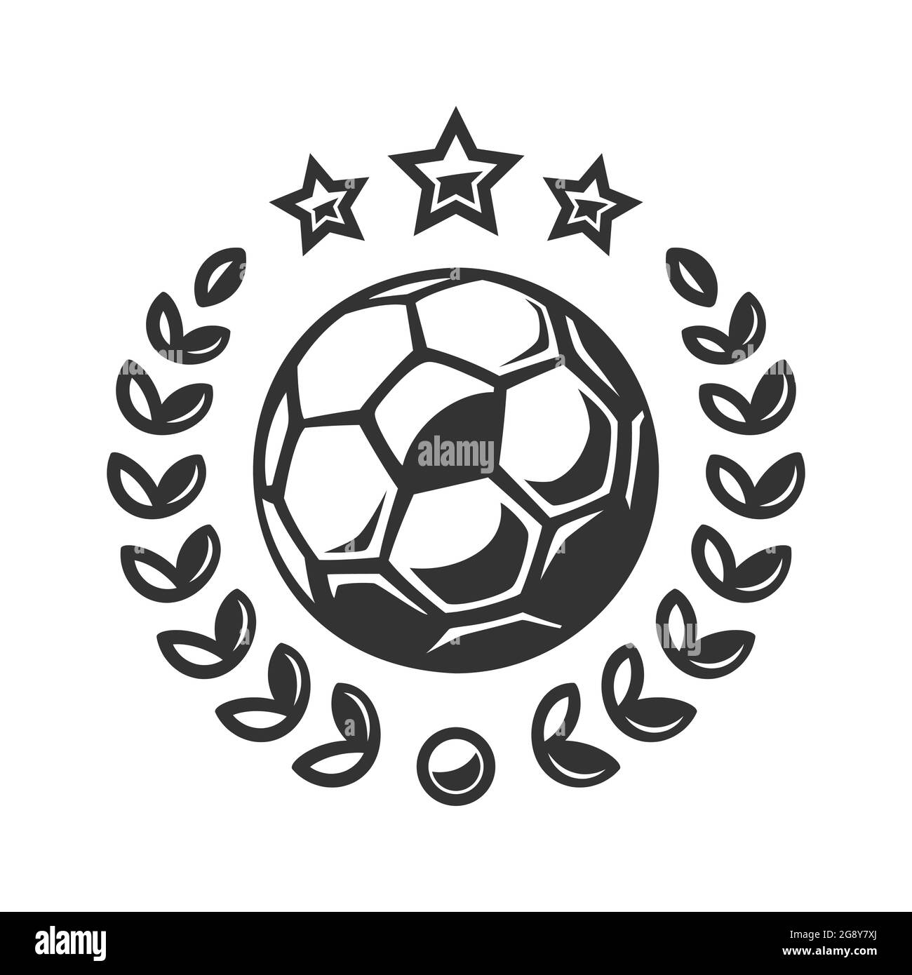 Emblem eines Fußballballs. Vektorlogo für Fußballturniere. Isoliert auf weißem Hintergrund Stock Vektor