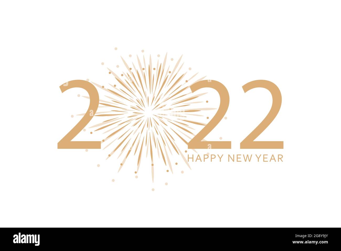 Frohes neues Jahr 2022 Typografie mit Feuerwerk auf Weiß Stock Vektor