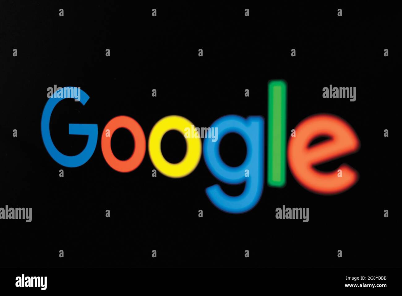 Das urheberrechtlich geschützte Google-Logo, das das Internet-Suchmaschinen-Unternehmen identifiziert. Es gab verschiedene Versionen des Logos. Dieser, Stand 2 Stockfoto