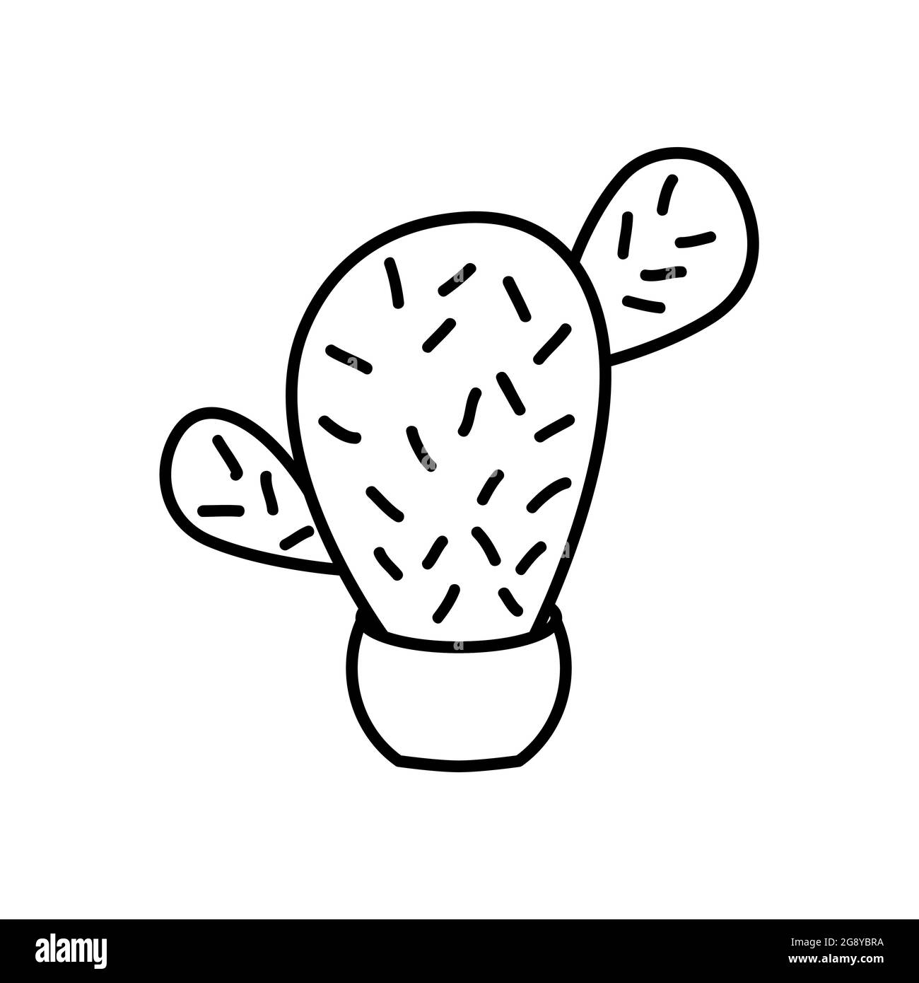 Kaktus-Doodle-Grafik mit schwarzen und weißen Symbolen Stock Vektor