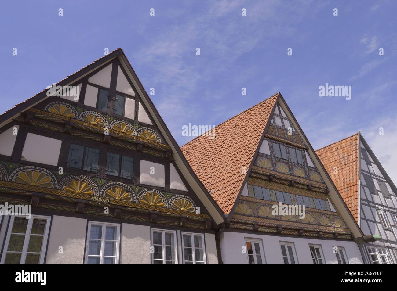 Altstadthäuser in der Hansestadt Lemgo, Deutschland Stockfoto