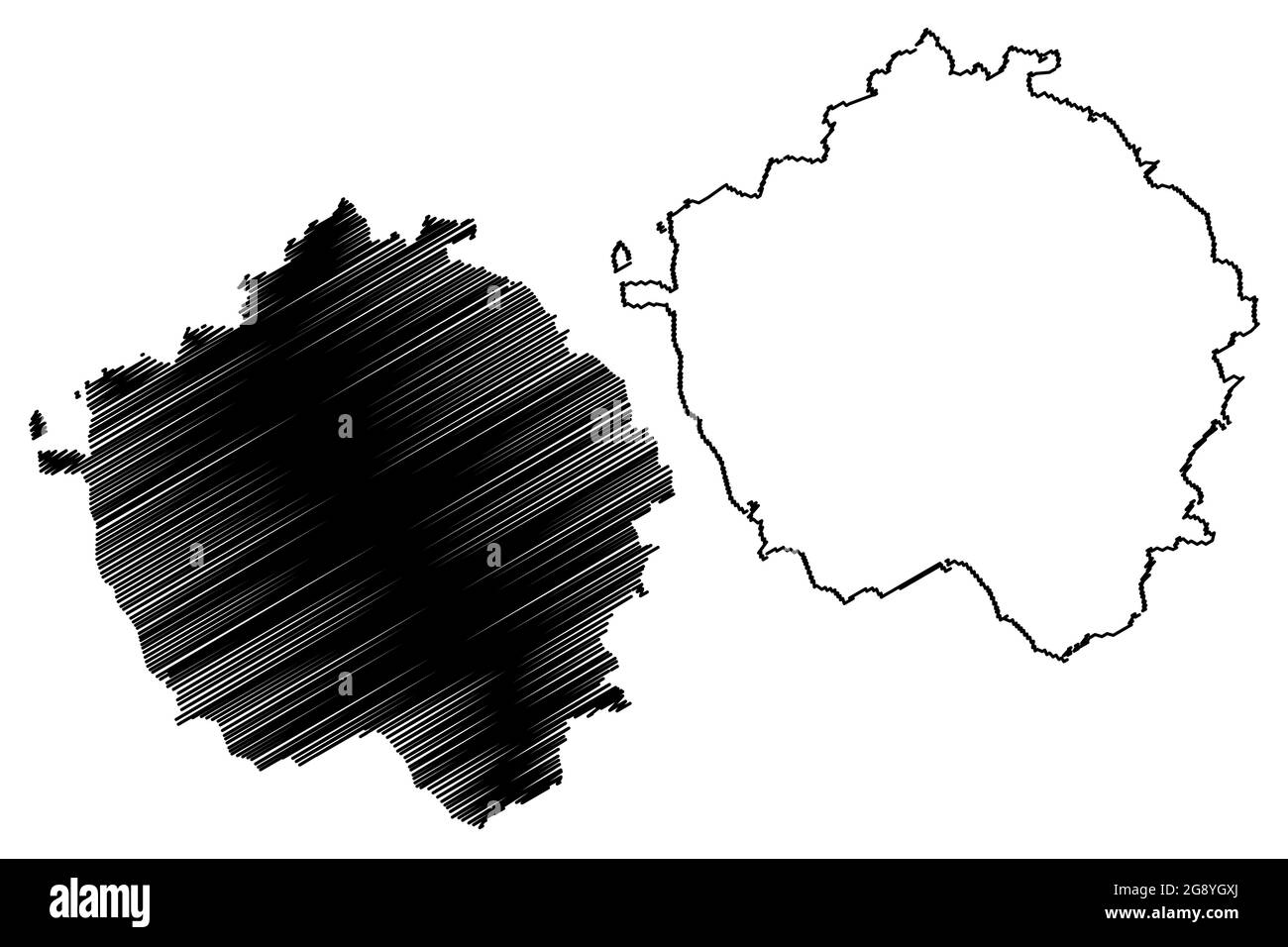 Landkreis Uelzen (Bundesrepublik Deutschland, Landkreis, Bundesland Niedersachsen) Kartenvektordarstellung, Scribble-Skizze Uelzen-Karte Stock Vektor