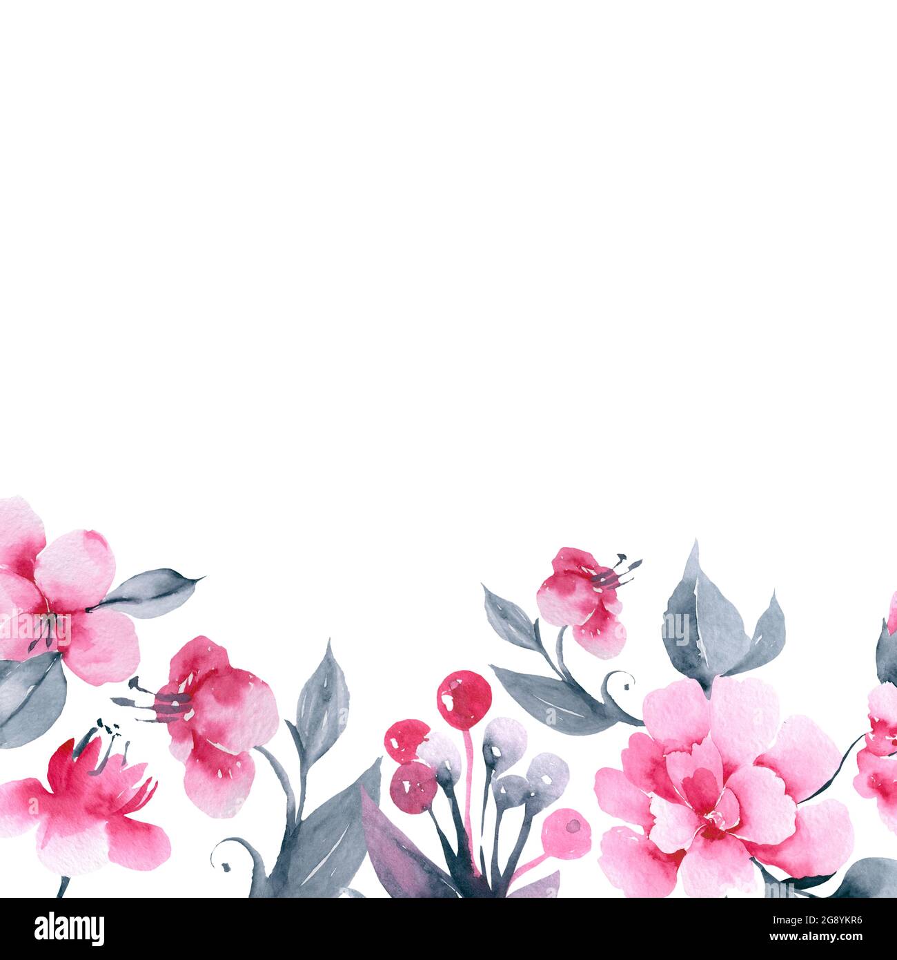 Rosa Aquarell Blumen Blute Illustration Banner Grenze Fur Web Design Stockfotografie Alamy