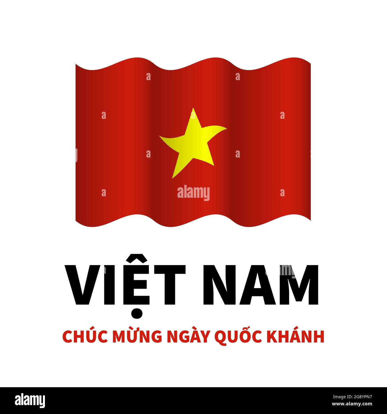 Vietnam Independence Day Schriftzug auf Vietnamesisch mit Flagge. Nationalfeiertag am 2. September. Vektorvorlage für Typografie Poster, Banner, Stock Vektor