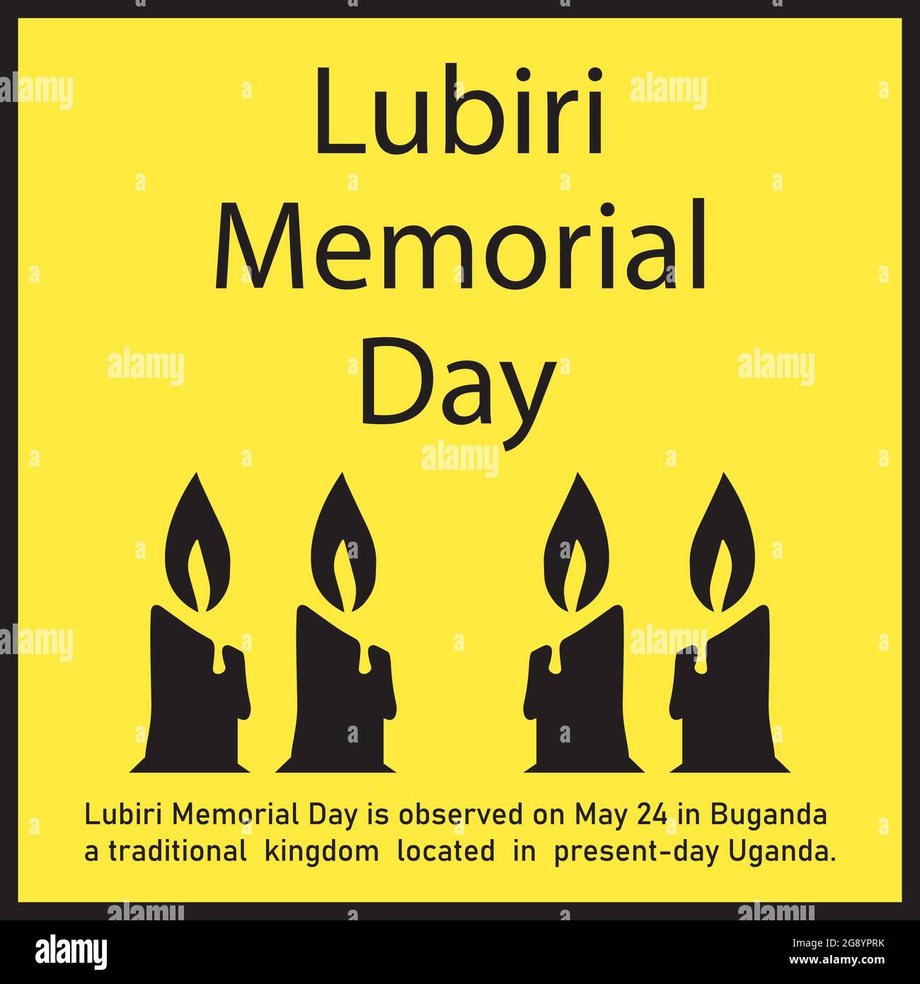 Der Lubiri Memorial Day wird am 24. Mai in Buganda, einem traditionellen Königreich im heutigen Uganda, begangen. Stock Vektor