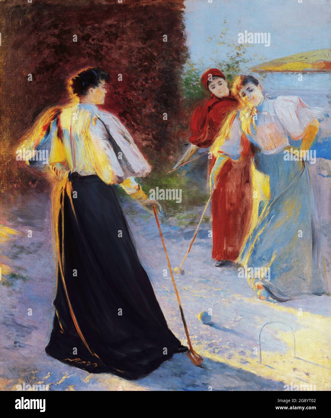 A Game of Croquet von Leon Jan Wyczółkowski (1852-1936), Öl auf Leinwand, 1895 Stockfoto