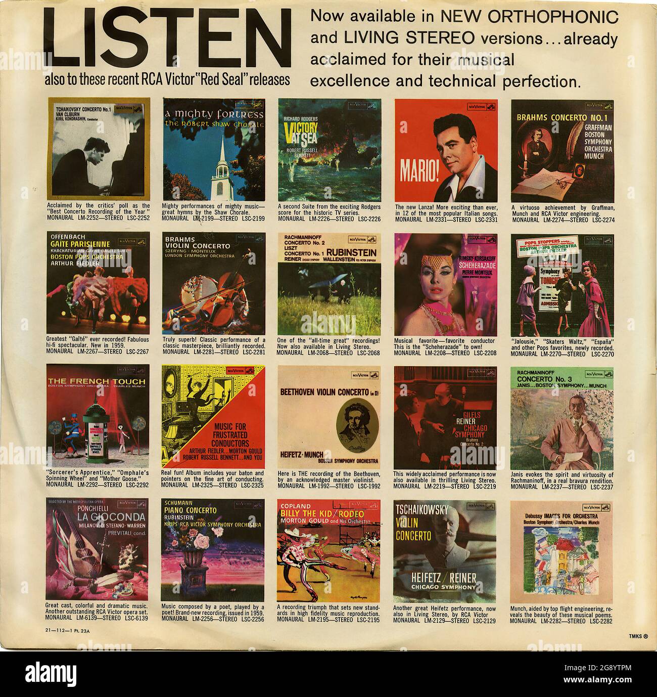 Hören - Vintage Vinyl Schallplattencover Stockfoto