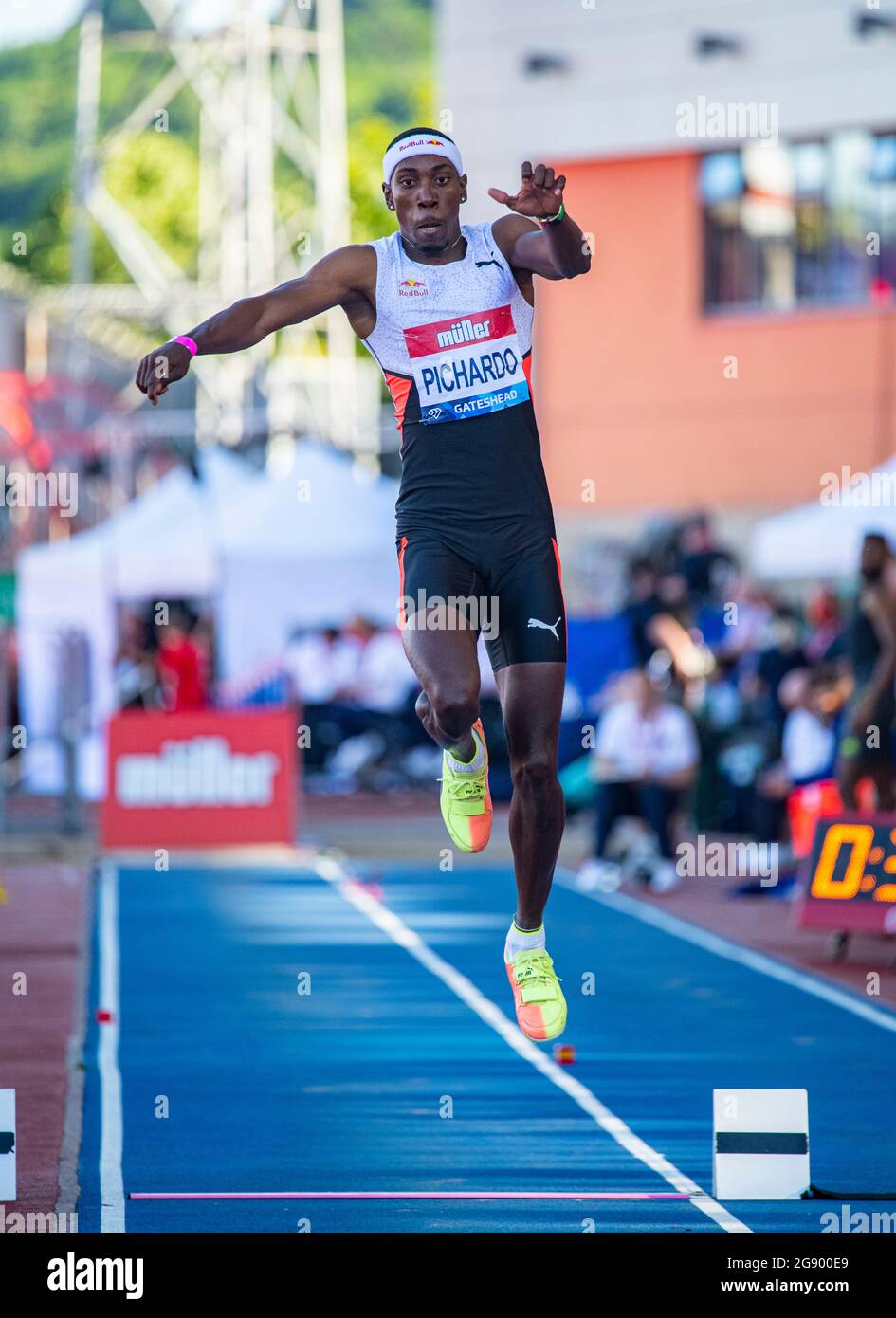 GATESHEAD, ENGLAND - 13. JULI: Pedro Pichardo (POR) tritt beim Grand Prix von Muller British, Teil der Wanda Diamond League, im Dreisprung an Stockfoto