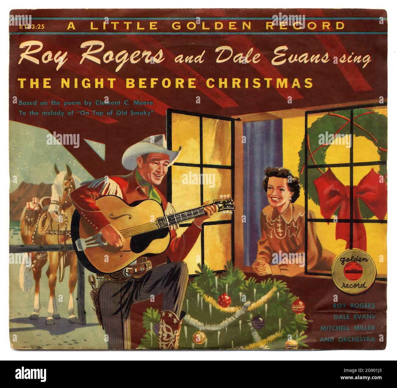 Roy Rogers und Dale Evans singen die Nacht vor Weihnachten - Vintage Vinyl Schallplattencover Stockfoto