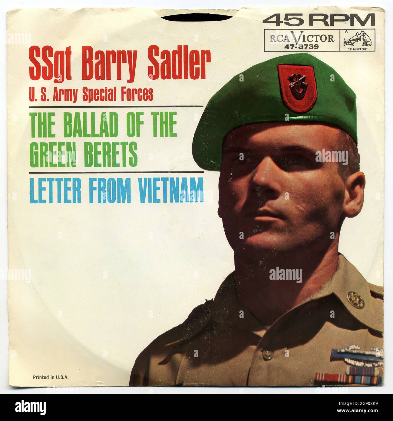 The Ballard Of The Green Berets - Vintage Vinyl Schallplattencover Stockfoto