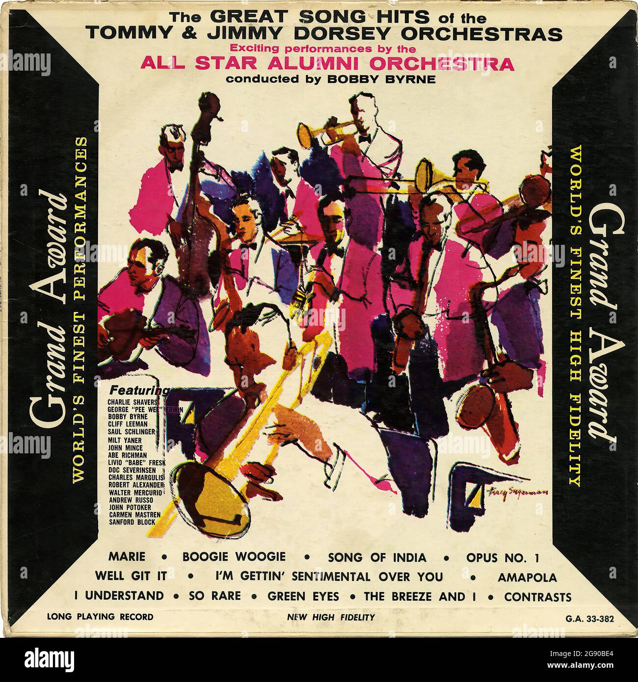 The Great Songs Hits of the Tommy & Jimmy Dorsey Orchestras - Vintage Vinyl Schallplattencover Stockfoto